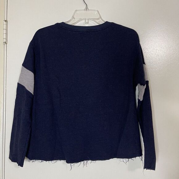SOULCYCLE x SUNDRY blue crew neck pullover sweatshirt raw hem size medium - Picture 5 of 5